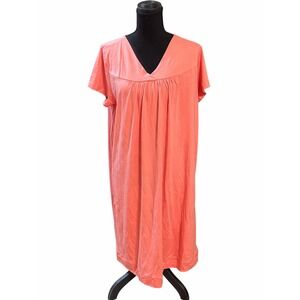 Fishers Finery Bamboo Viscose Dress Coral Pink Relaxed Fit Medium NWT Soft Shift
